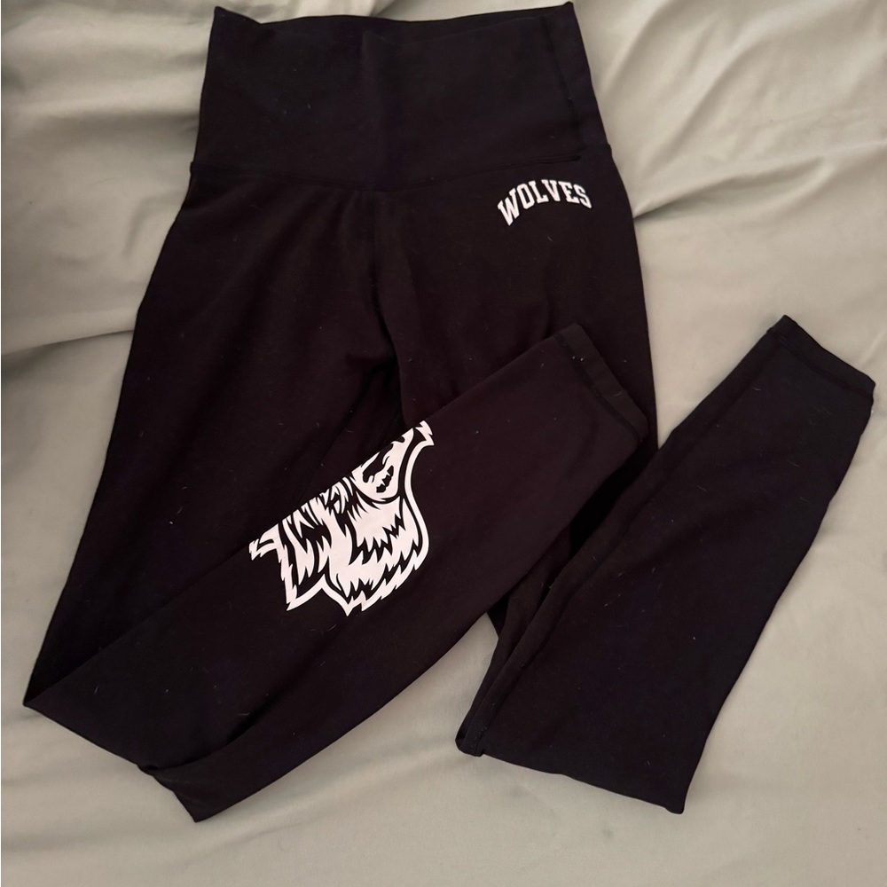 Darc Sport Black Leggings with White Wolves Design